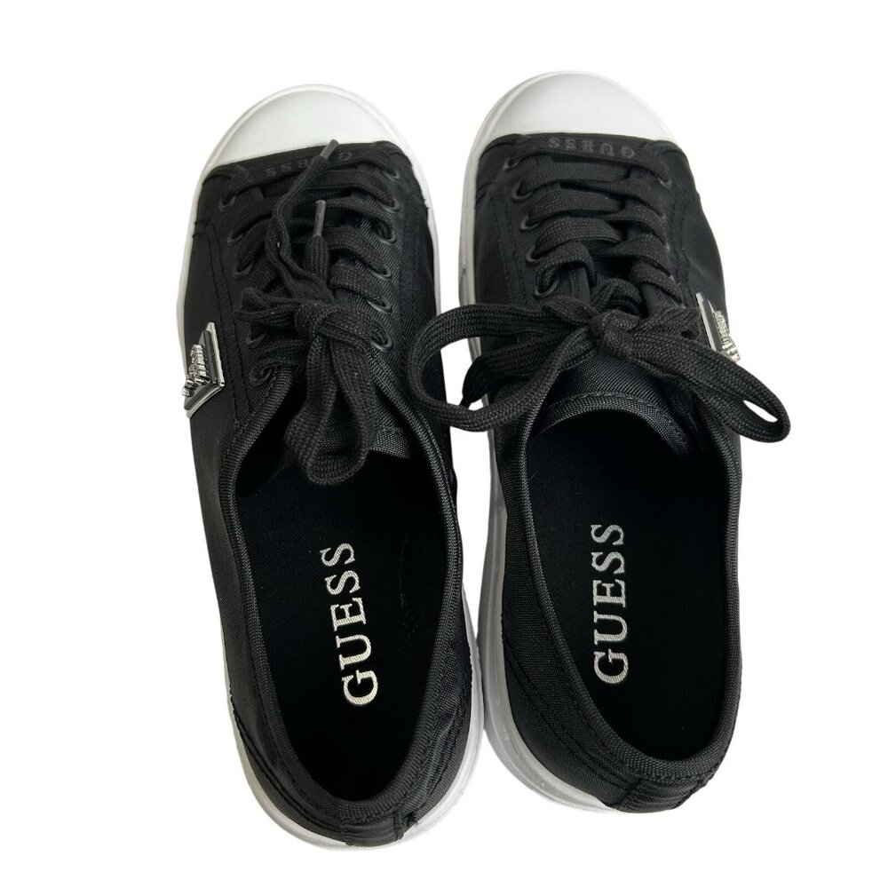 Guess  Joezi Platform Black Women’s 8.5M Fashion Sneakers Triangle Logo Plaque - Picture 14 of 16